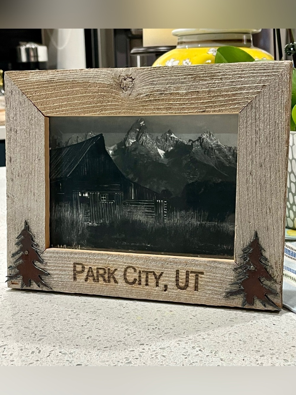 Handmade Weatherd Barn Wood & Forged Metal Park City, Utah 5 x 7 Picture Frame
